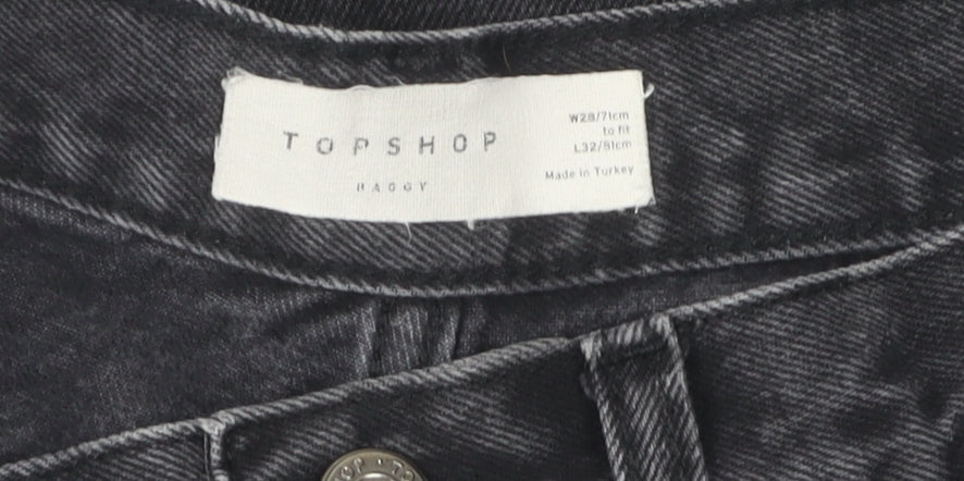 Topshop Women's Black Baggy Jeans Size 10 Relaxed Fit