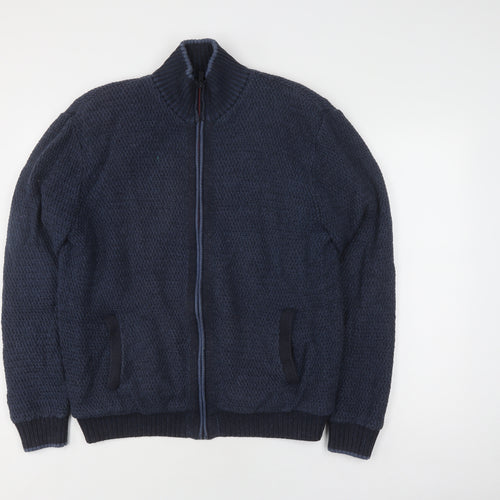 Marks and Spencer Men's Blue Full Zip Jumper L