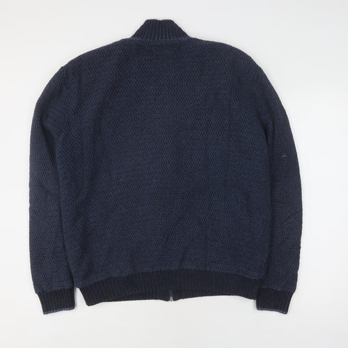 Marks and Spencer Men's Blue Full Zip Jumper L