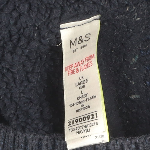 Marks and Spencer Men's Blue Full Zip Jumper L
