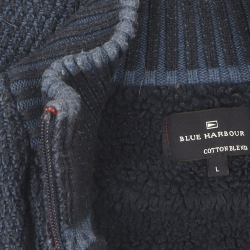Marks and Spencer Men's Blue Full Zip Jumper L