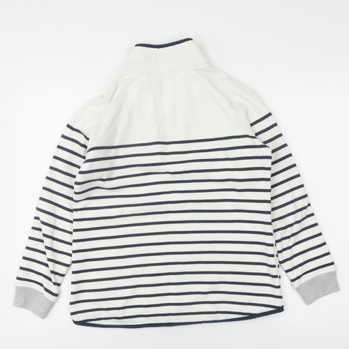 Crew Clothing Women's White Stripe Pullover Hoodie, Size 10
