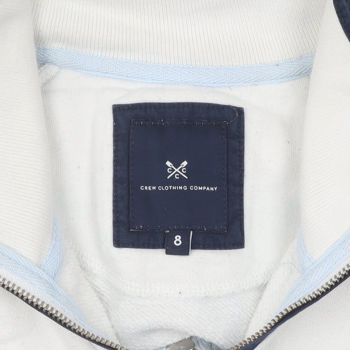 Crew Clothing Women's White Stripe Pullover Hoodie, Size 10