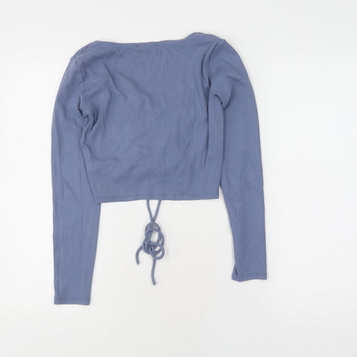 Zara Women’s Blue Cropped Long Sleeve Blouse