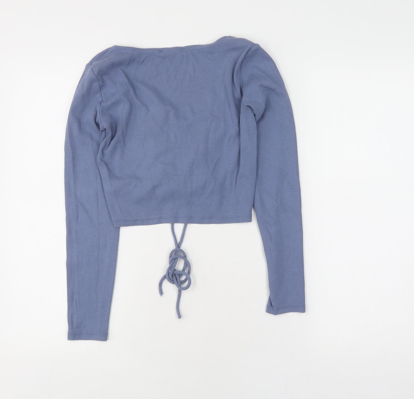 Zara Women’s Blue Cropped Long Sleeve Blouse