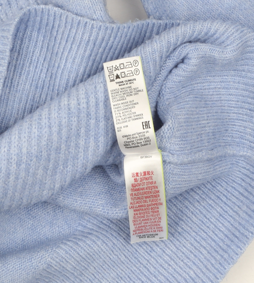 Marks and Spencer Women's Blue Pullover Jumper, Size M