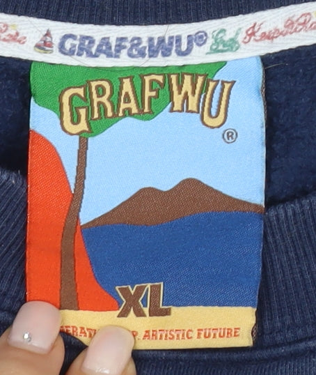 Graf & Wu Unisex Blue XL Pullover Sweatshirt
