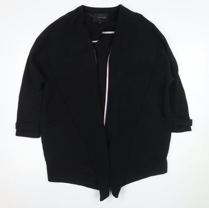 River Island Women's Black Size 12 3/4 Sleeve Coat