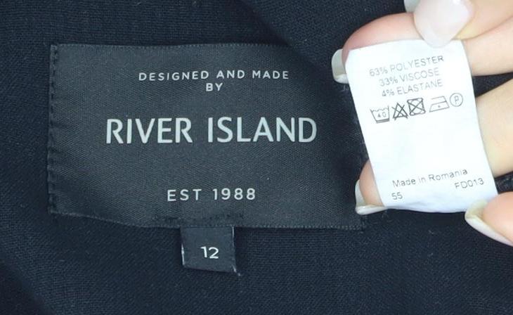 River Island Women's Black Size 12 3/4 Sleeve Coat