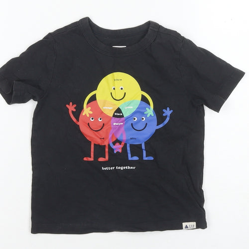 GAP Boys Black Cotton Graphic T-Shirt 4 Years