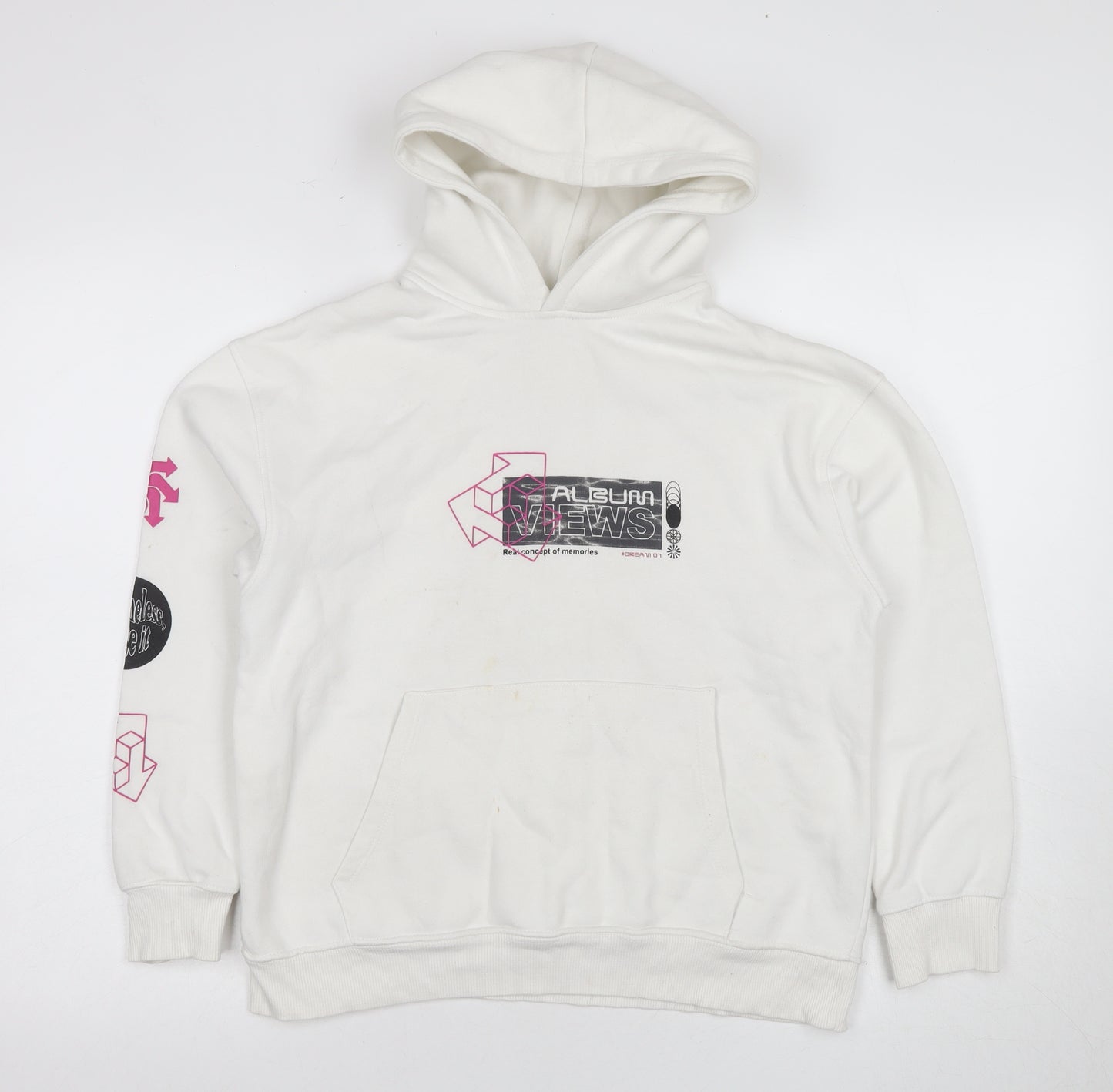 Zara Girls White Pullover Hoodie - Size 10 Years, Graphic Print