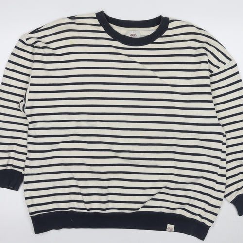 Pacific Republic Unisex Ivory Striped Medium Sweatshirt