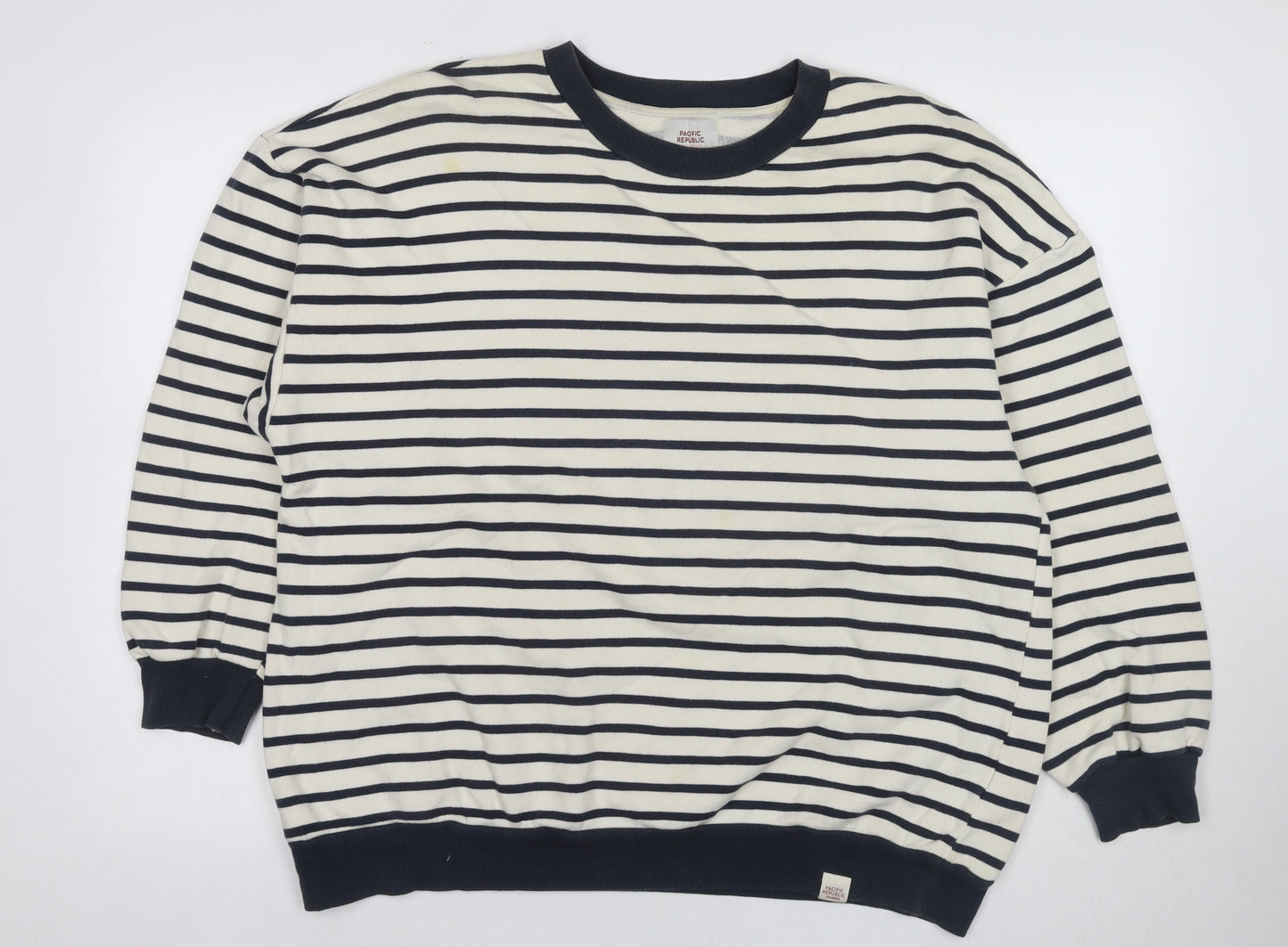Pacific Republic Unisex Ivory Striped Medium Sweatshirt