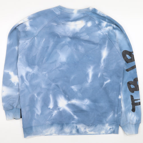 fbjp Men's Blue Graphic Print Pullover Sweatshirt L