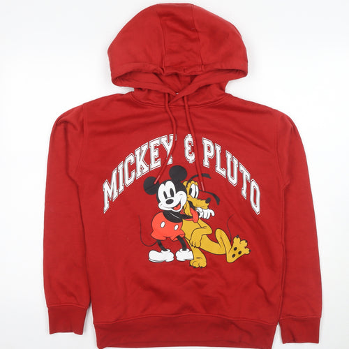 Disney Women's Red Pullover Hoodie 2XS Cotton Blend