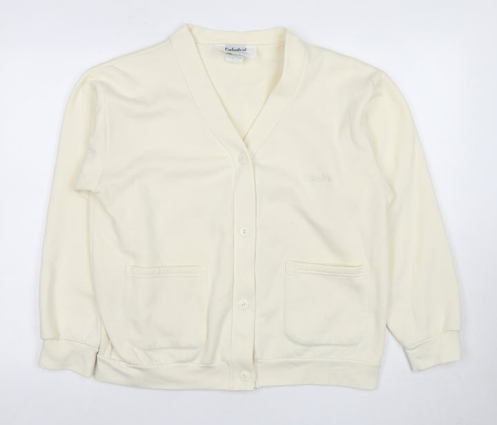 Cathedral Women's Ivory Cardigan, Size L, V-Neck