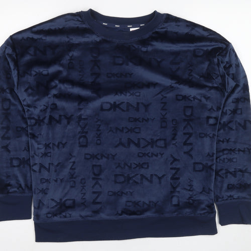 DKNY Women's Blue Logo Pullover Sweatshirt S