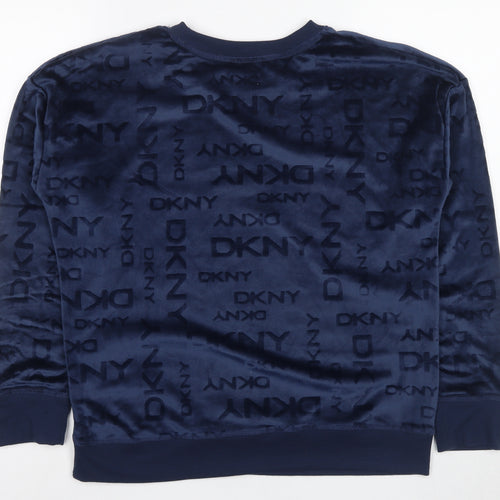 DKNY Women's Blue Logo Pullover Sweatshirt S