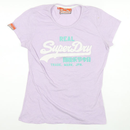 SuperDry Women's Purple T-Shirt, Size L, Casual Summer Top