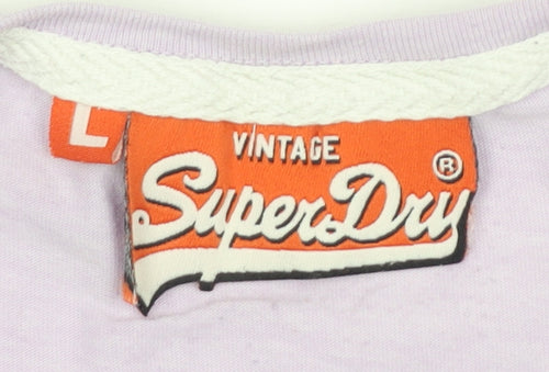 SuperDry Women's Purple T-Shirt, Size L, Casual Summer Top