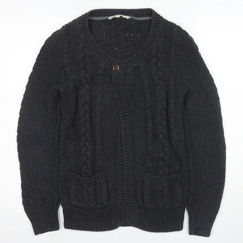 Fat Face Women's Black Cable-Knit Cardigan Size 8