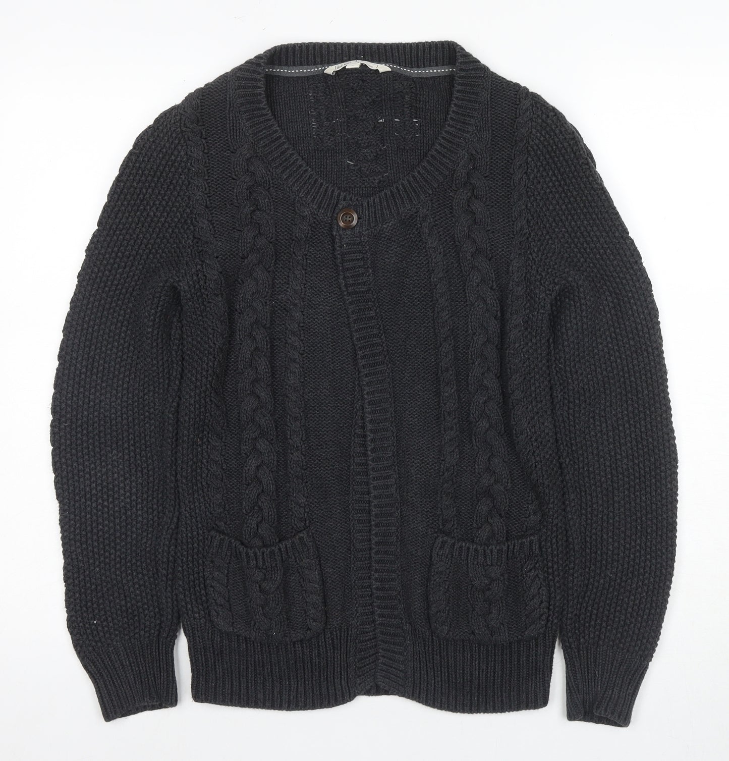 Fat Face Women's Black Cable-Knit Cardigan Size 8