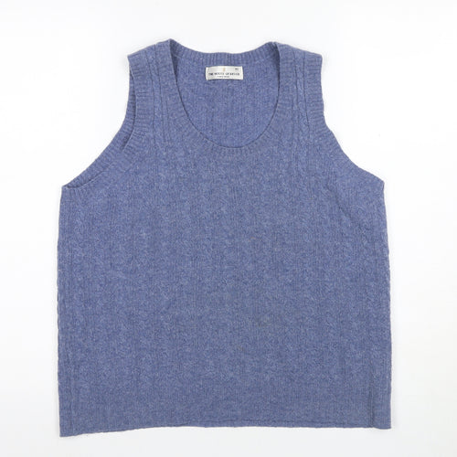 The House of Bruar Men's Blue Wool Cable Knit Vest XS