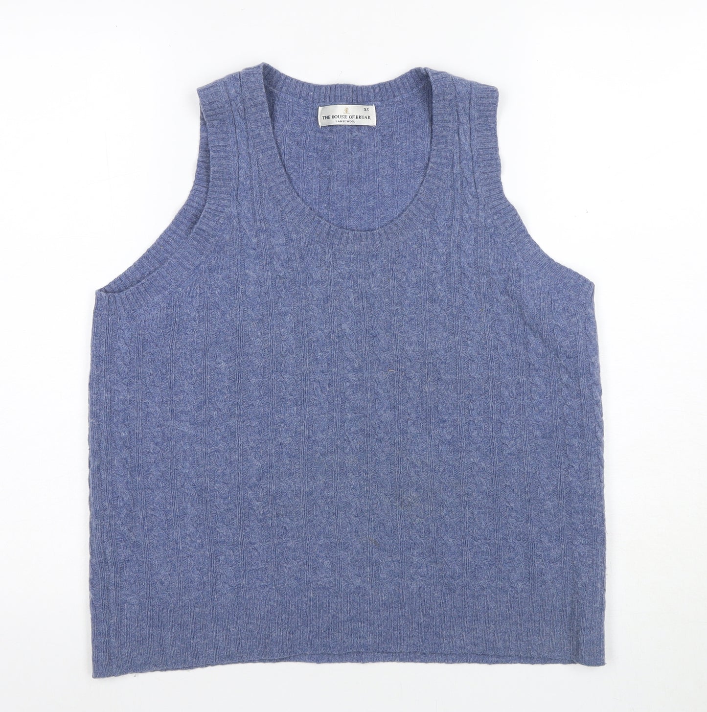 The House of Bruar Men's Blue Wool Cable Knit Vest XS