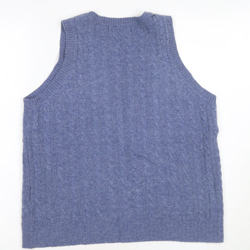 The House of Bruar Men's Blue Wool Cable Knit Vest XS