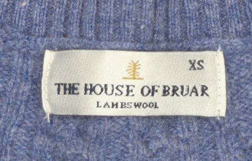 The House of Bruar Men's Blue Wool Cable Knit Vest XS