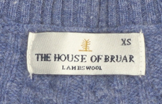 The House of Bruar Men's Blue Wool Cable Knit Vest XS