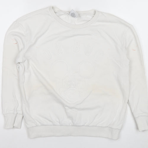 Disney Girls White Mickey Mouse Sweatshirt Size 8 Pullover
