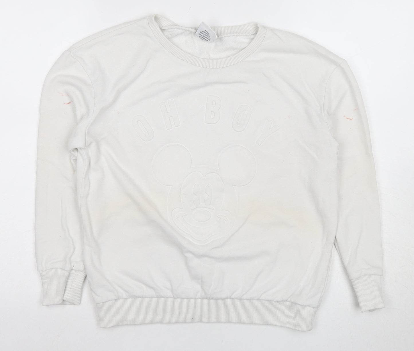 Disney Girls White Mickey Mouse Sweatshirt Size 8 Pullover