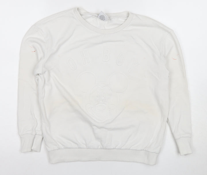 Disney Girls White Mickey Mouse Sweatshirt Size 8 Pullover