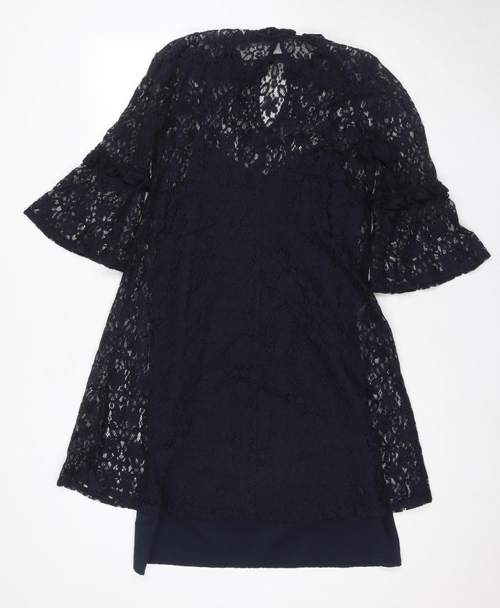 Marks and Spencer Women's Blue Lace Shift Dress Size 10