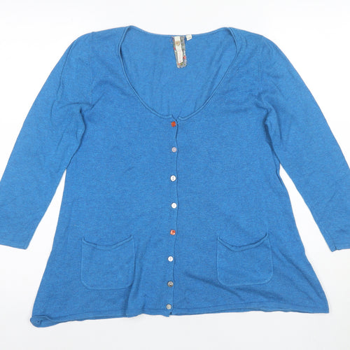 White Stuff Women's Blue Cardigan Size 10 Scoop Neck