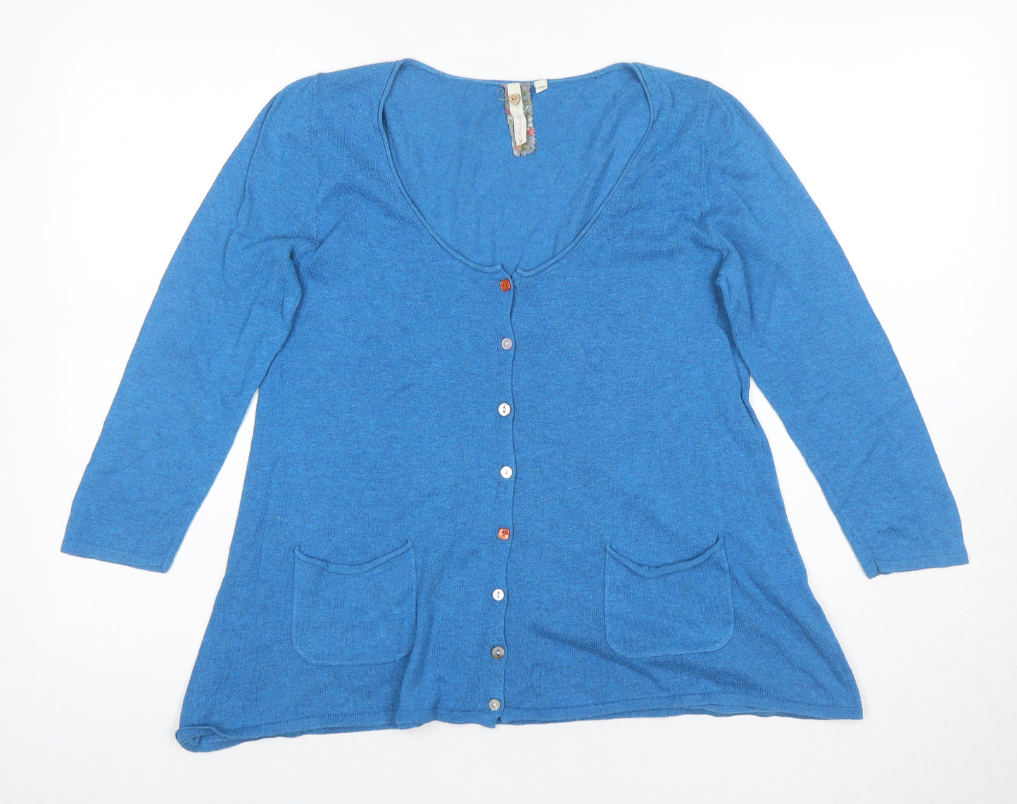 White Stuff Women's Blue Cardigan Size 10 Scoop Neck