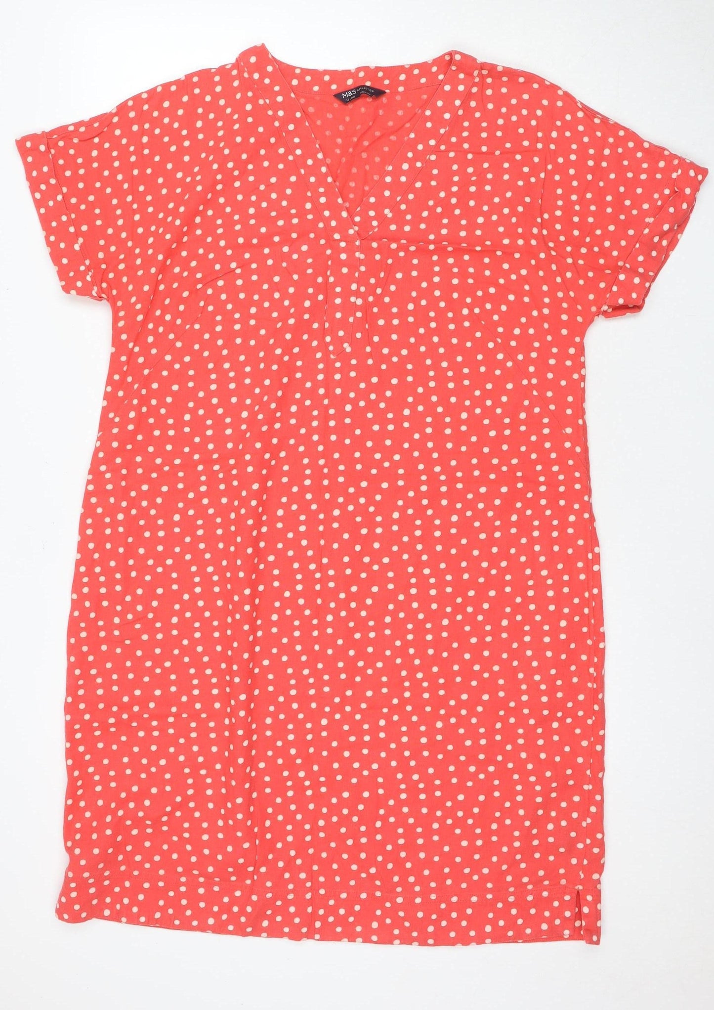 Marks and Spencer Women's Red Polka Dot Shift Dress Size 12