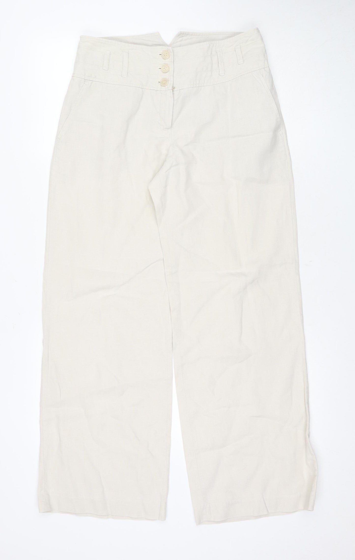 Next Women's Beige Linen Trousers Size 10