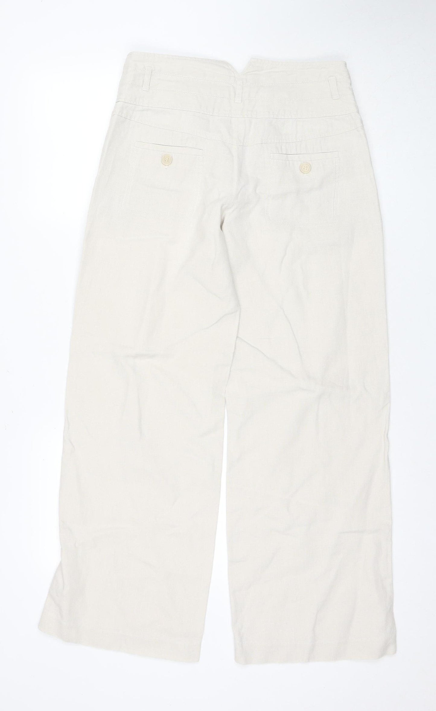 Next Women's Beige Linen Trousers Size 10