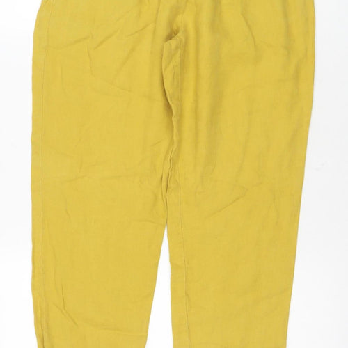 White Stuff Women's Yellow Linen Trousers - Size 10