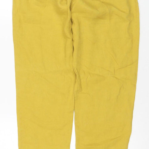 White Stuff Women's Yellow Linen Trousers - Size 10