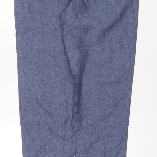 White Stuff Women's Blue Linen Trousers Size 10