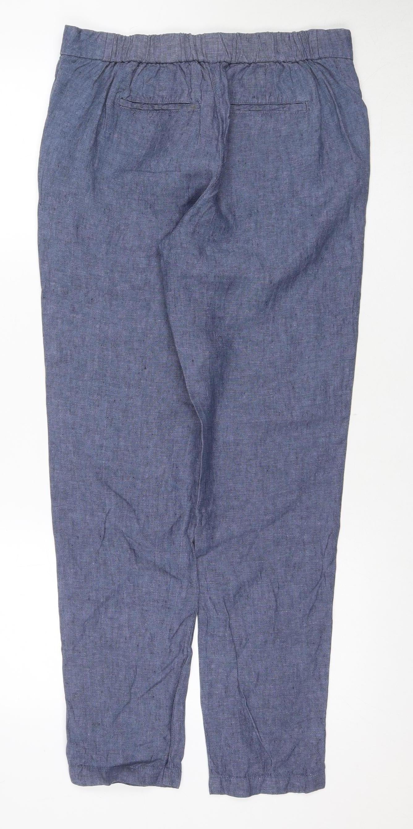 White Stuff Women's Blue Linen Trousers Size 10