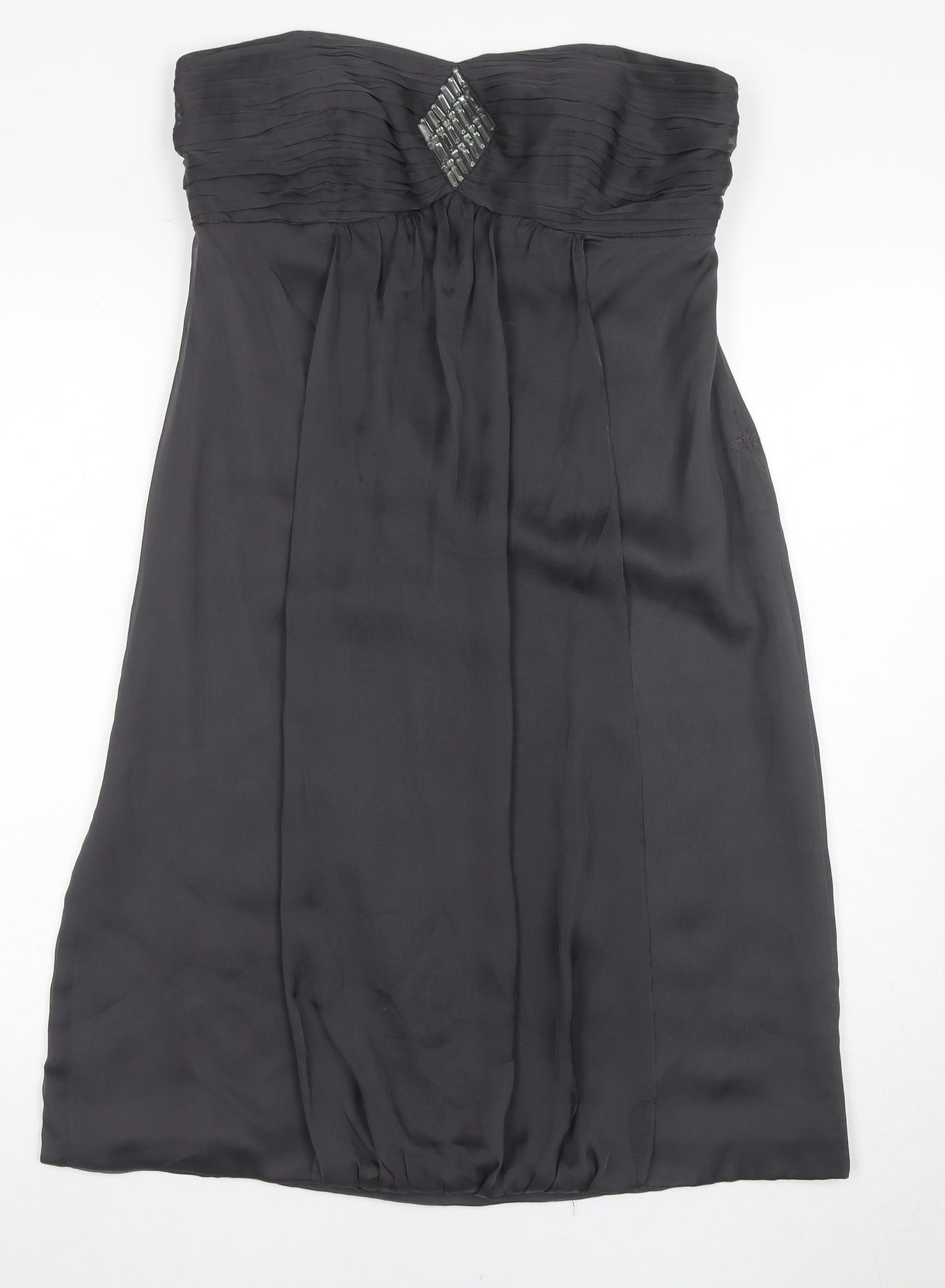 Monsoon Silk Strapless Black Dress, Size 14