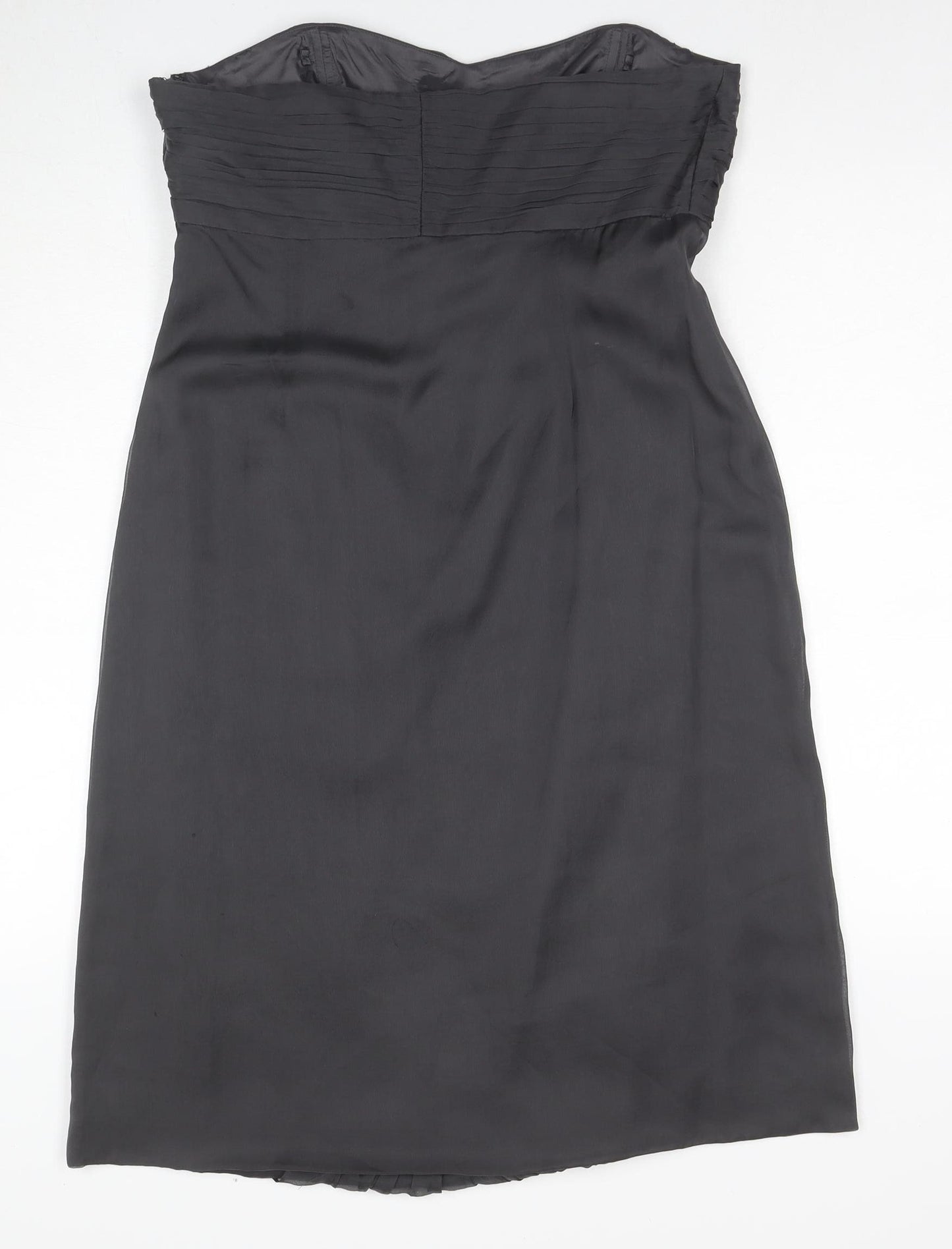 Monsoon Silk Strapless Black Dress, Size 14
