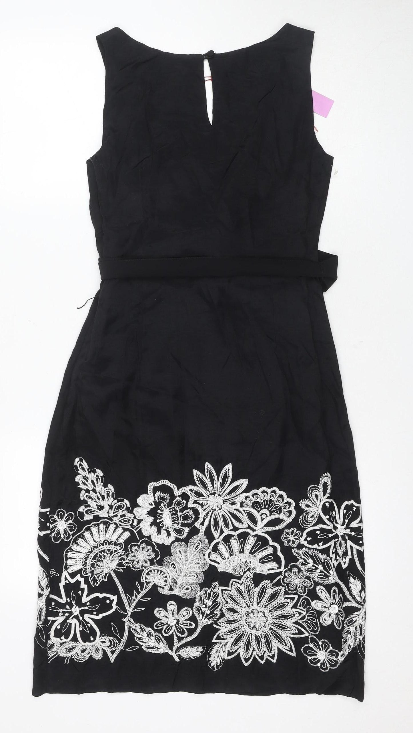 Myson Women's Black Floral Embroidered Dress UK 14