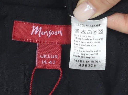 Myson Women's Black Floral Embroidered Dress UK 14