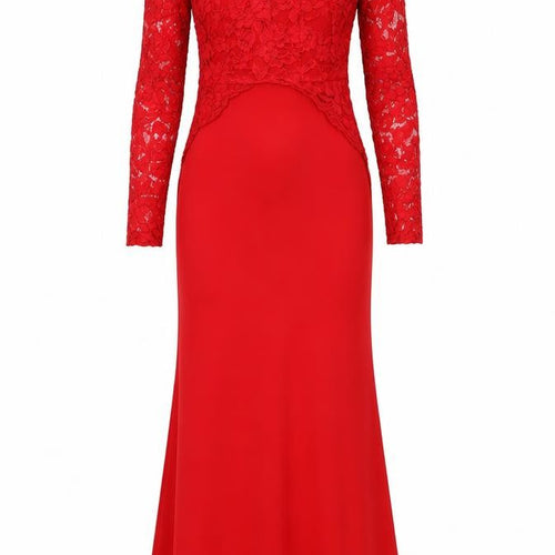 Jessica Wright Red Bodycon Dress, Women's 8, Lace Long Sleeve