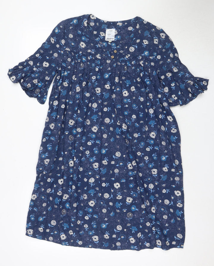 MANTARAY Women's Blue Floral A-Line Viscose Dress, Size 10